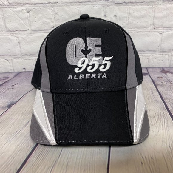 Vintage Baseball Hat Cap Strap Back Black Gray OE 955 Alberta Embroidered Logo - Picture 5 of 9